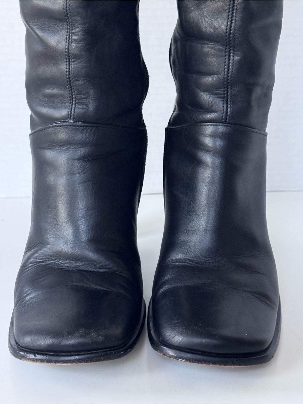 Via Spiga Black Leather Knee-High Heeled Boots - Picture 3 of 10